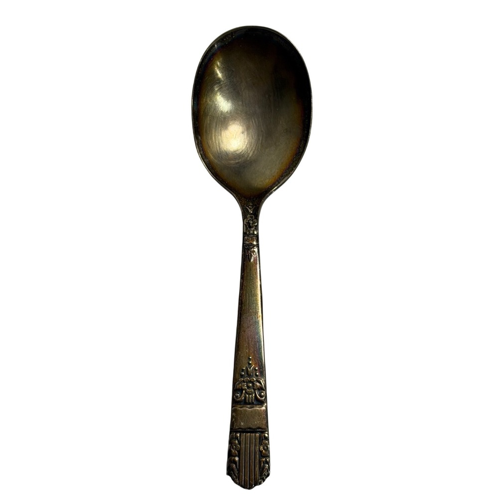 VTG Wm A Rogers Spoon Silver Plate Art Deco Floral Oneida‎ Ltd Flatware Utensil